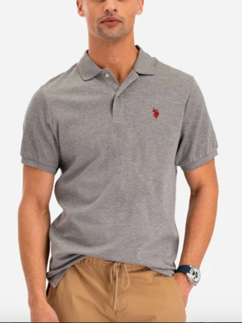 U.S. Polo Assn Mens Grey Polo Shirt XL Classic Preppy Golf Short Sleeve Office